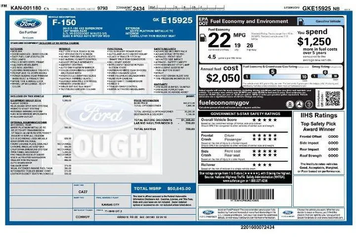 $18228 : Ford F-150 2016 4x2 Lariat 4 image 2