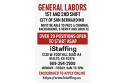 General Labors Needed en San Bernardino