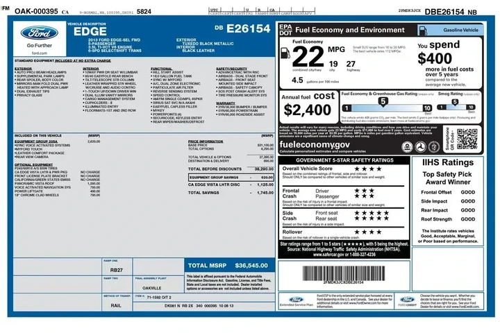 $7013 : Ford Edge 2013 SEL 4dr Cross image 2