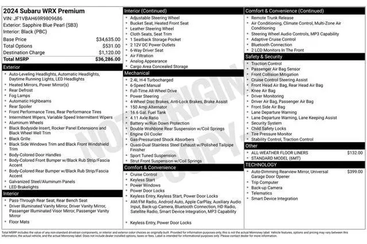 $31995 : Subaru WRX 2024 AWD Premium image 2