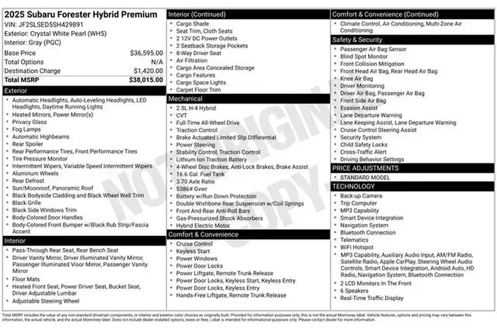 $34590 : Subaru Forester 2025 AWD Pre image 2