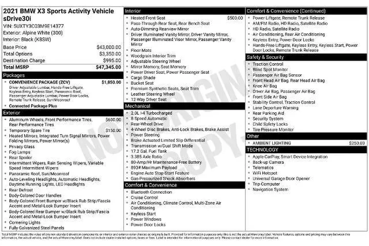 $24000 : BMW X3 2021 sDrive30i 4dr Sp image 2