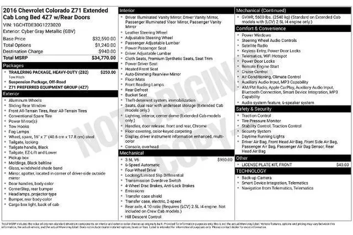 $19990 : Chevrolet Colorado 2016 4x4 image 5