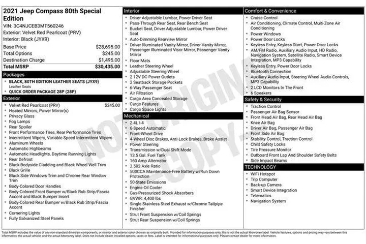 $17996 : Jeep Compass 2021 80th Anniv image 10