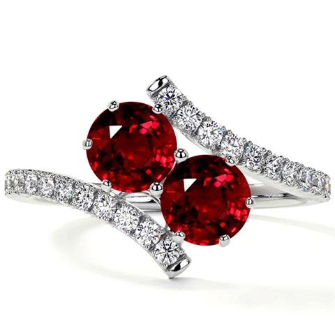 $1003 : Garnet and Diamond Two Stone R image 1