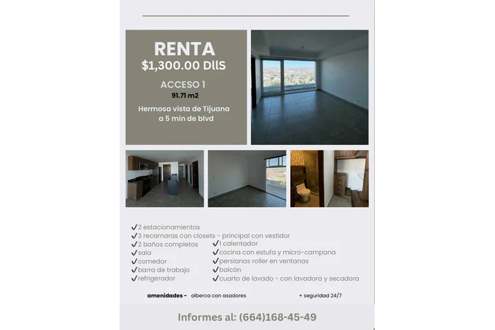 $1300 : Renta Departamento Tijuana image 1
