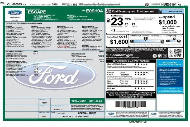 $13500 : Ford Escape 2017 AWD Titaniu image 2