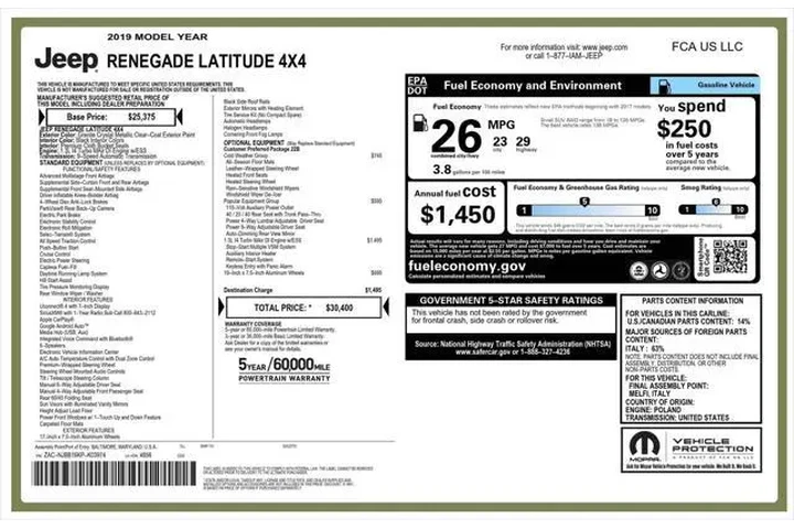 $15888 : Jeep Renegade 2019 4x4 Latit image 5