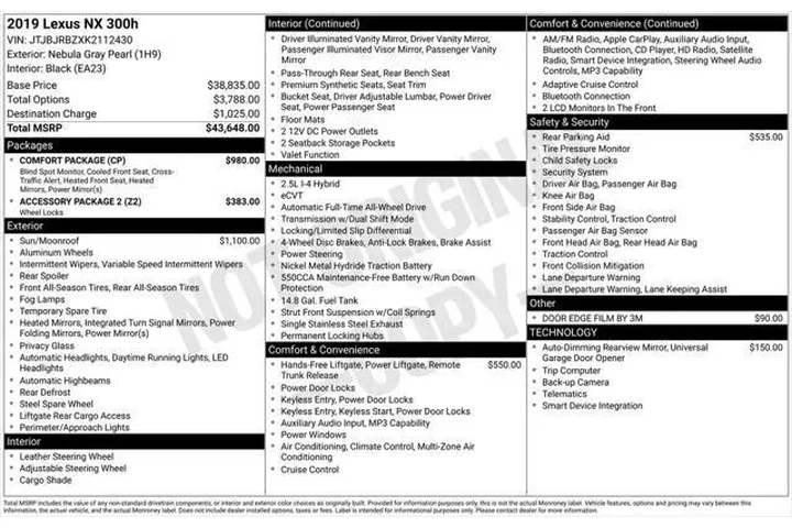 $27587 : Lexus NX 300h 2019 AWD 4dr C image 4