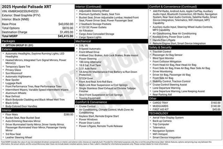 $39500 : Hyundai PALISADE 2025 XRT 4d image 7