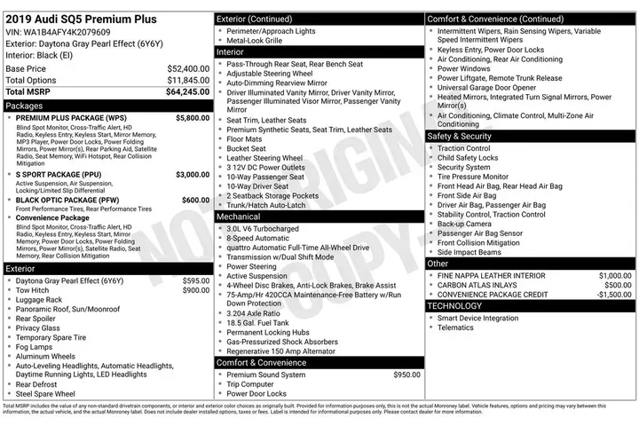 $26900 : Audi SQ5 2019 AWD 3.0T quatt image 3