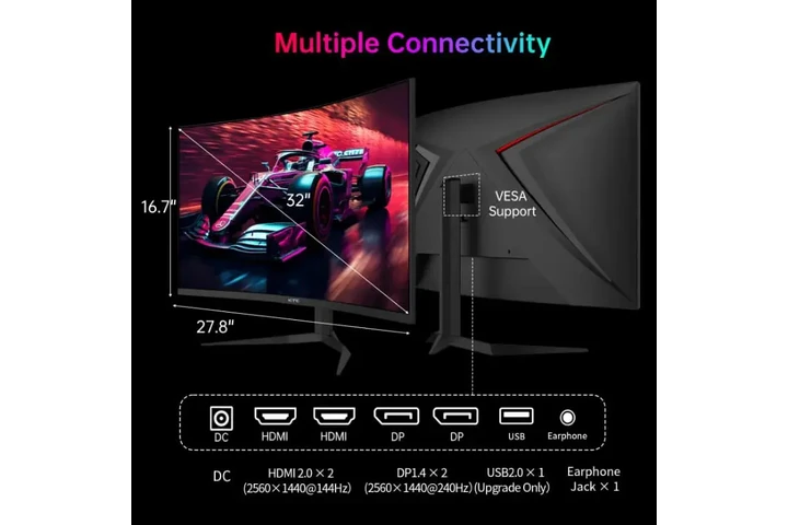 KTC & GEEKOM 32 Inch Curved Ga image 6