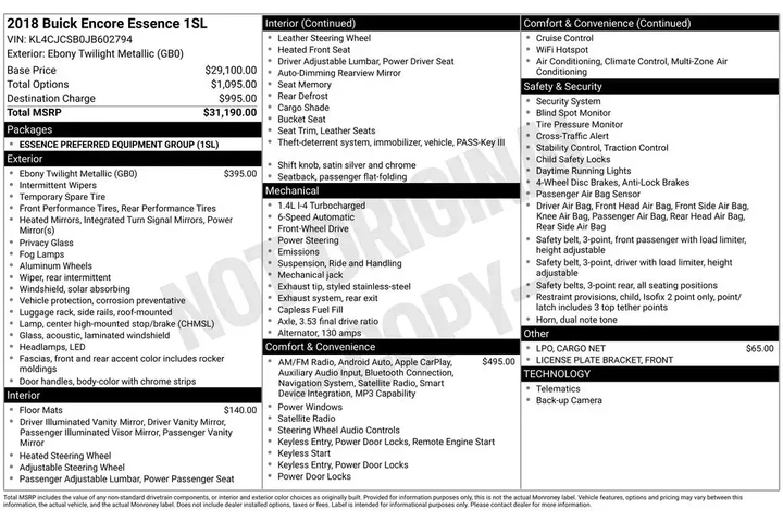 $15000 : Buick Encore 2018 Essence 4d image 2
