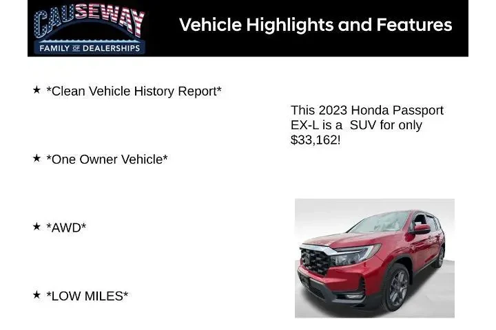 $33162 : Honda Passport 2023 AWD EX-L image 2
