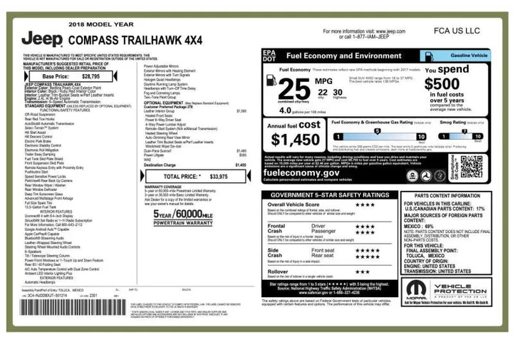 $14985 : 2018 Compass Trailhawk image 6