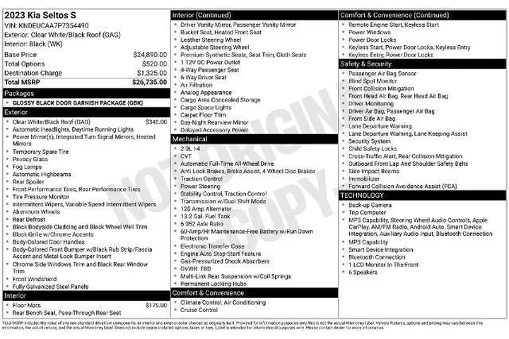 $22490 : Kia Seltos 2023 AWD S 4dr SU image 5