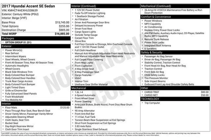 $11990 : Hyundai ACCENT 2017 SE 4dr S image 4