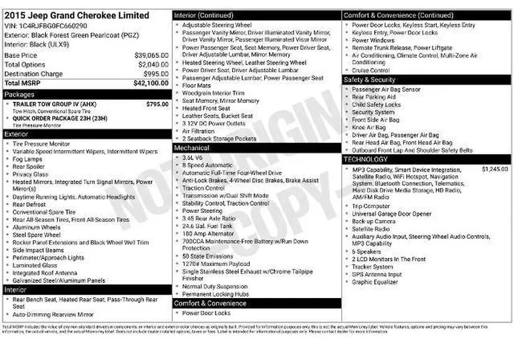 $14250 : Jeep Grand Cherokee 2015 4x4 image 3