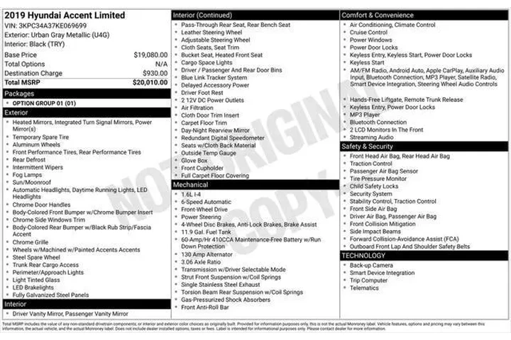 $13000 : Hyundai ACCENT 2019 Limited image 7