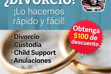 $100 de descuento en divorcios en Los Angeles