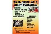 HIRING DATE ENTRY WORKERS!!! en Los Angeles