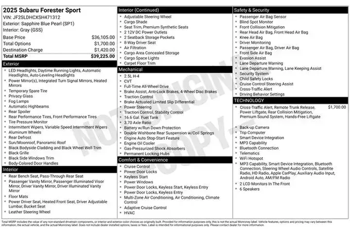 $31499 : Subaru Forester 2025 AWD Spo image 2