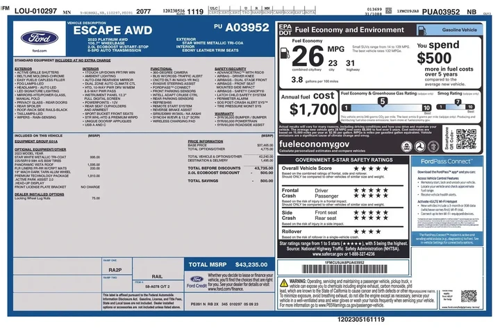 $27899 : Ford Escape 2023 AWD Platinu image 6