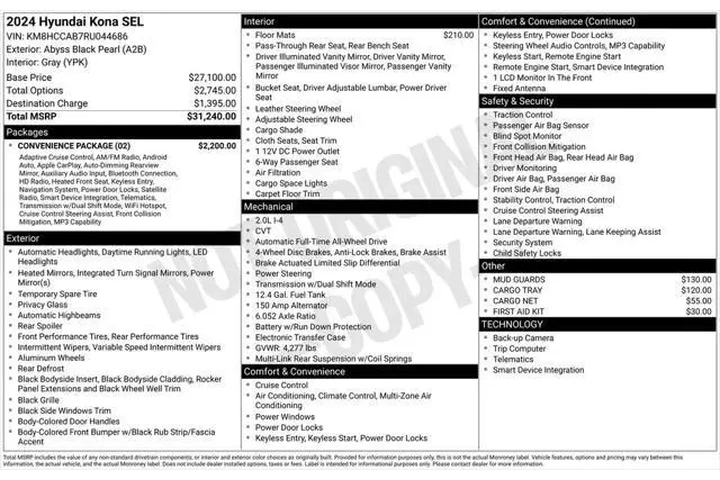 $22995 : Hyundai KONA 2024 AWD SEL 4d image 3