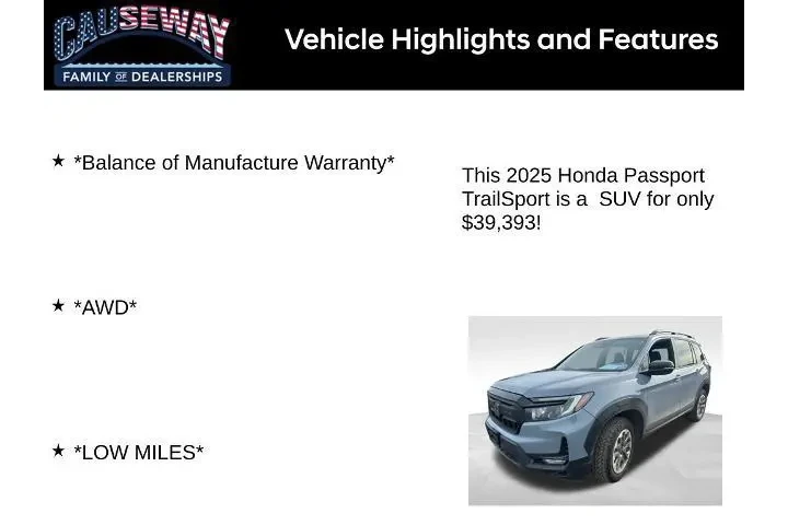 $39393 : Honda Passport 2025 AWD Trai image 2