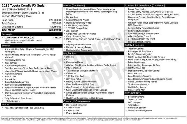 $24071 : Toyota Corolla 2025 FX 4dr S image 3