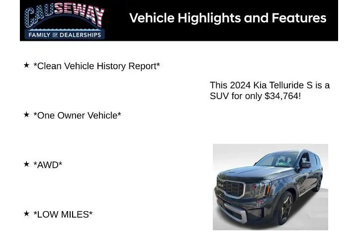 $34764 : Kia Telluride 2024 AWD S 4dr image 2