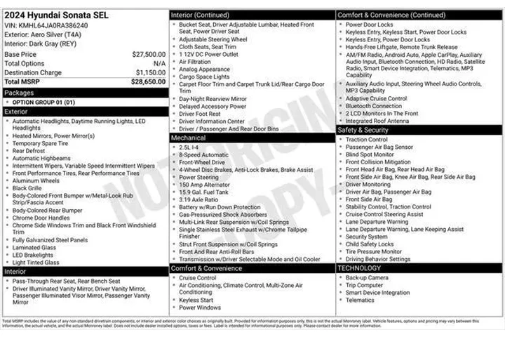 $22359 : Hyundai SONATA 2024 AWD SEL image 5