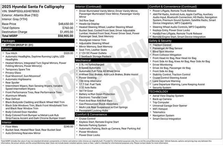 $39490 : Hyundai SANTA FE 2025 AWD Ca image 5