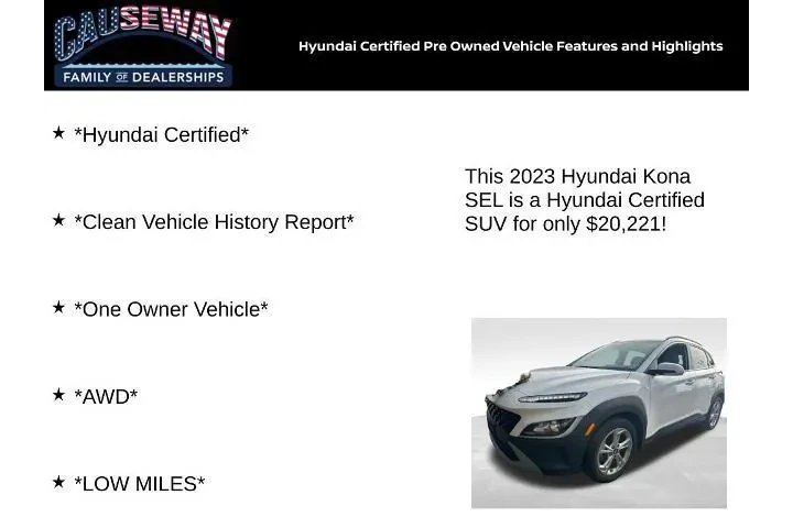 $20221 : Hyundai KONA 2023 AWD SEL 4d image 2
