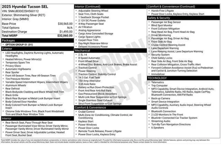 $26760 : Hyundai TUCSON 2025 SEL 4dr image 5