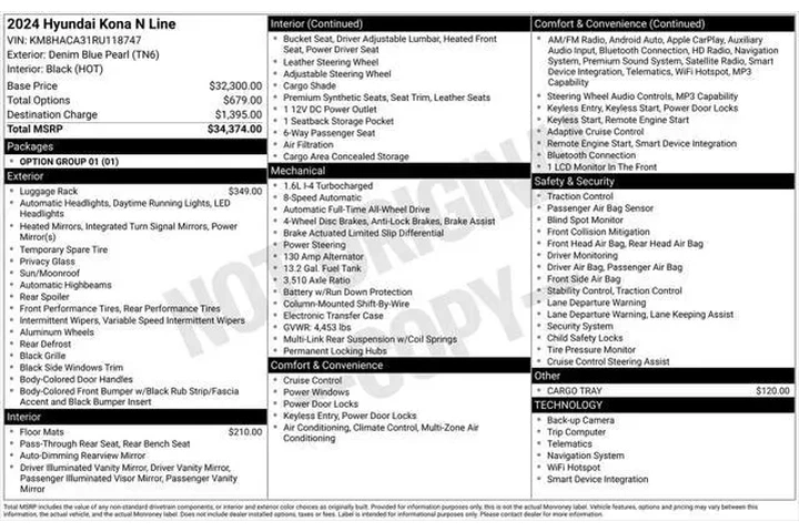 $24495 : Hyundai KONA 2024 AWD N Line image 3