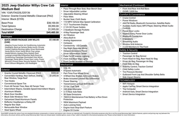$39799 : Jeep Gladiator 2025 4x4 Big image 9
