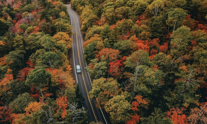 Viajes por carretera en el otoño