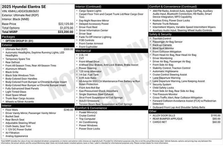 $20795 : Hyundai ELANTRA 2025 SE 4dr image 5