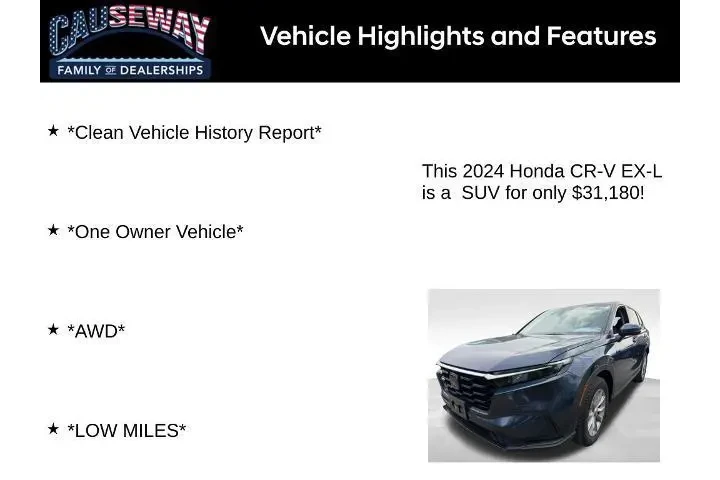 $31180 : Honda CR-V 2024 AWD EX-L 4dr image 2