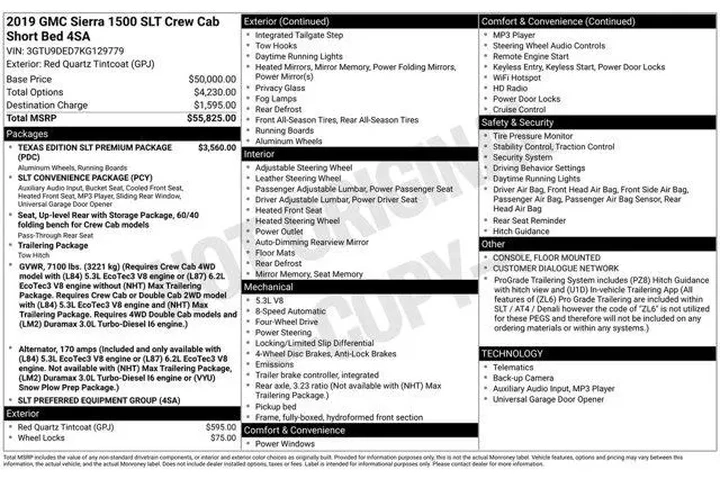 $36315 : GMC Sierra 1500 2019 4x4 SLT image 2