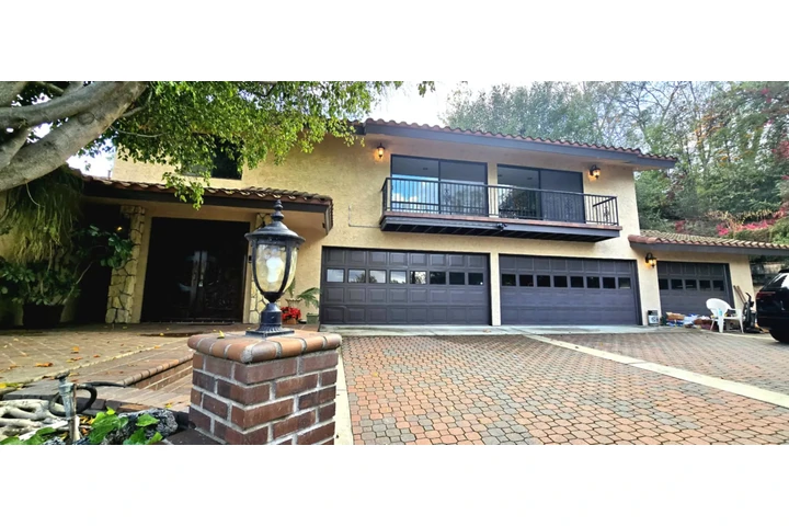 Brown with windows garage door image 2