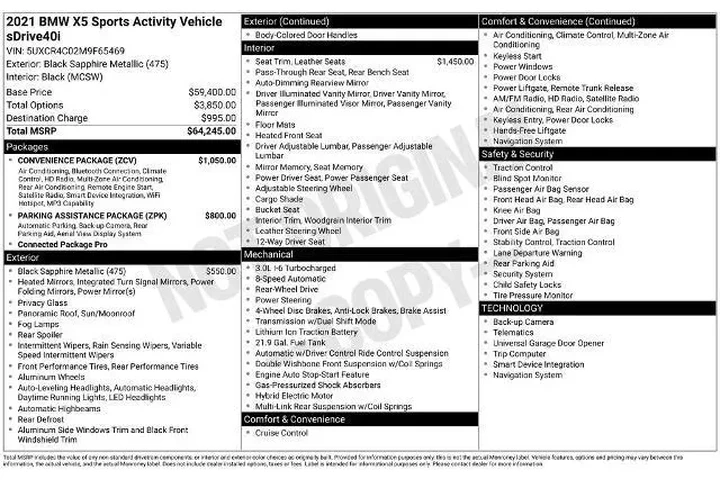 $34510 : BMW X5 2021 sDrive40i 4dr Sp image 6