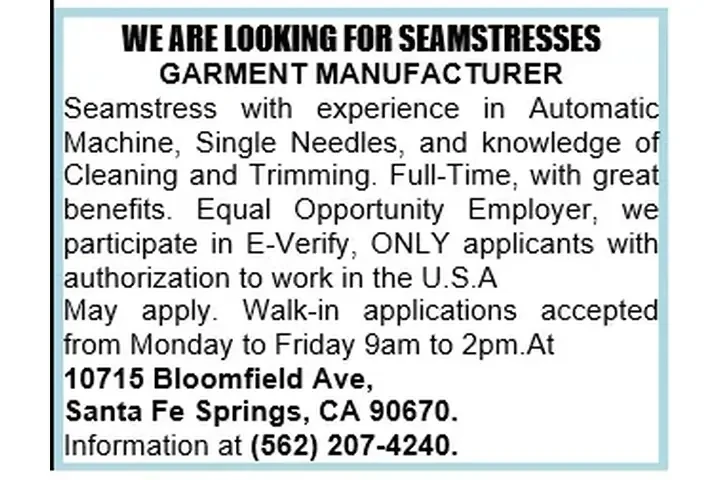 SEAMSTRESS-GARMENT-MANUFACTURE image 1