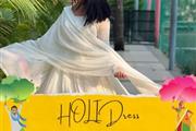 Designer White Holi Dress and thumbnail