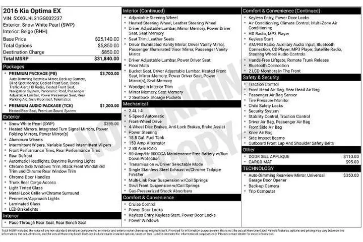 $11437 : Kia Optima 2016 EX 4dr Sedan image 2