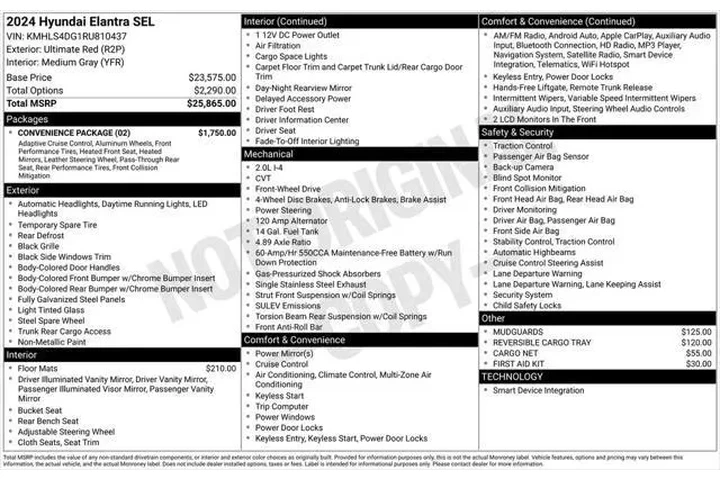 $19495 : Hyundai ELANTRA 2024 SEL 4dr image 3
