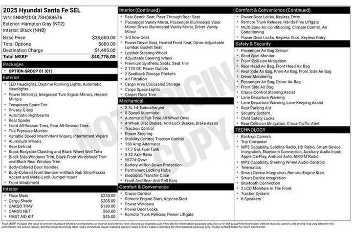 $33408 : Hyundai SANTA FE 2025 AWD SE image 9