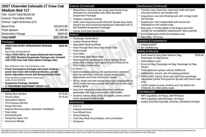 $5000 : Chevrolet Colorado 2007 LT 4 image 4
