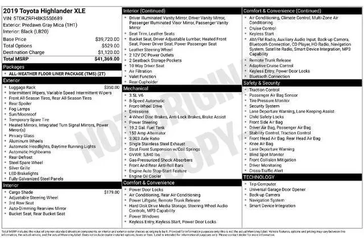 $25187 : Toyota Highlander 2019 SE 4d image 2
